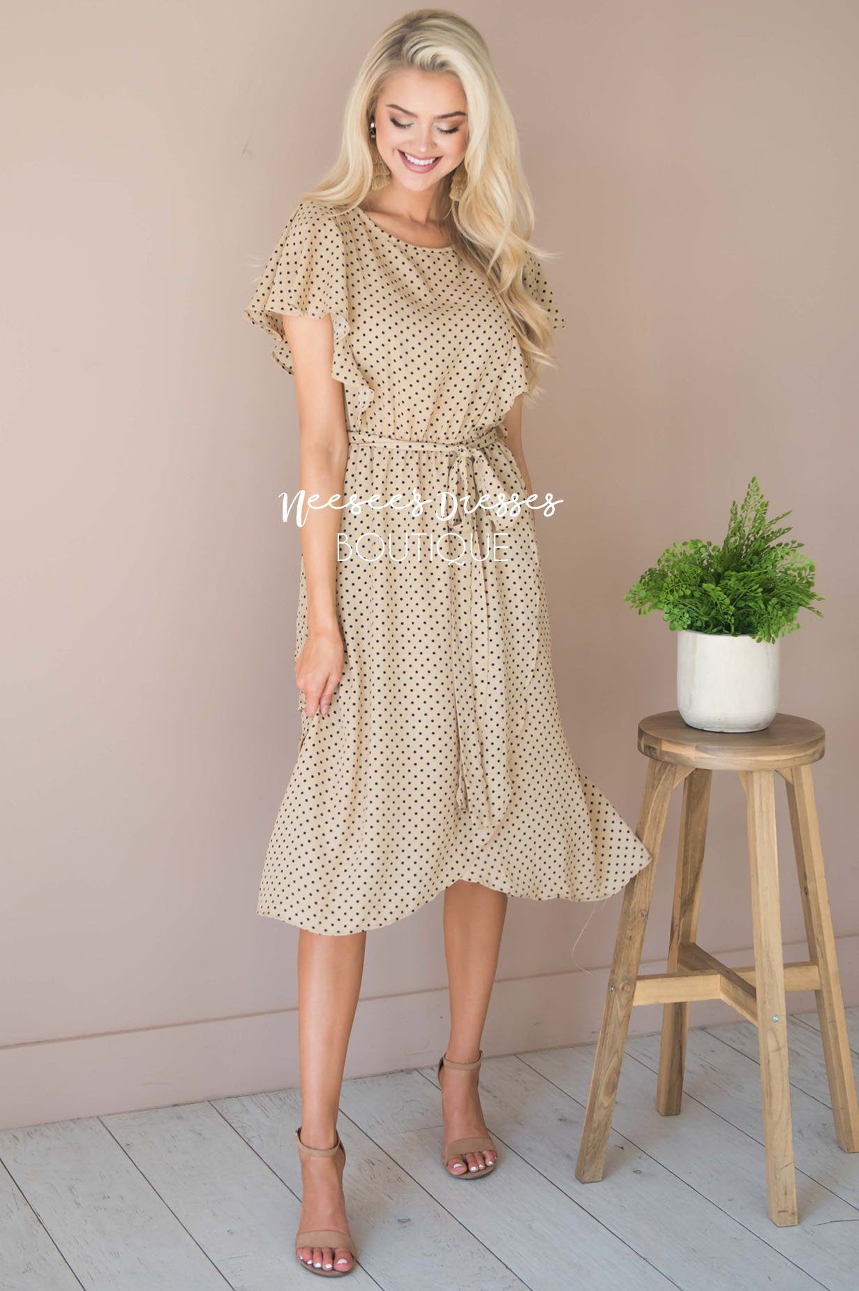 The Kynlei Polka Dotted Dress Modest Dresses vendor-unknown 
