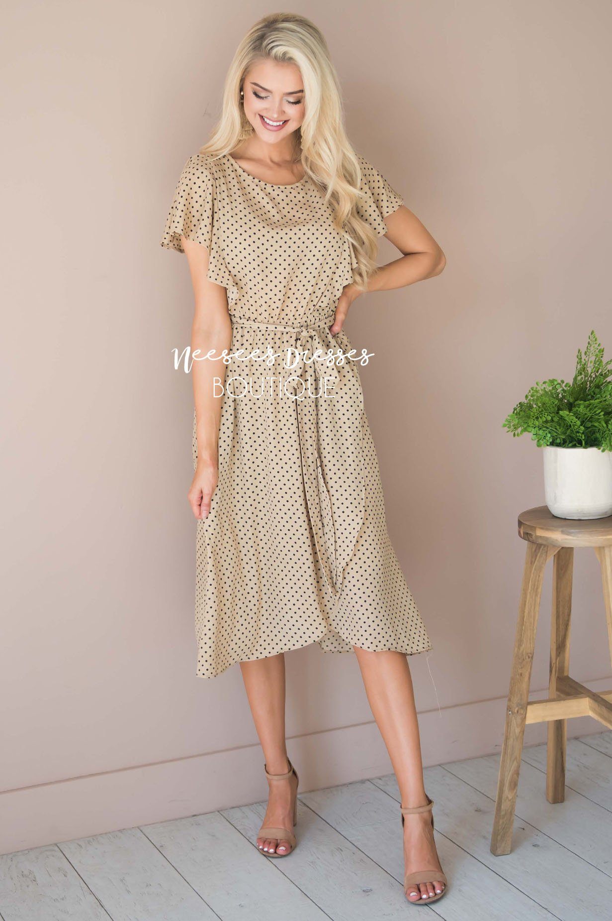 The Kynlei Polka Dotted Dress Modest Dresses vendor-unknown 