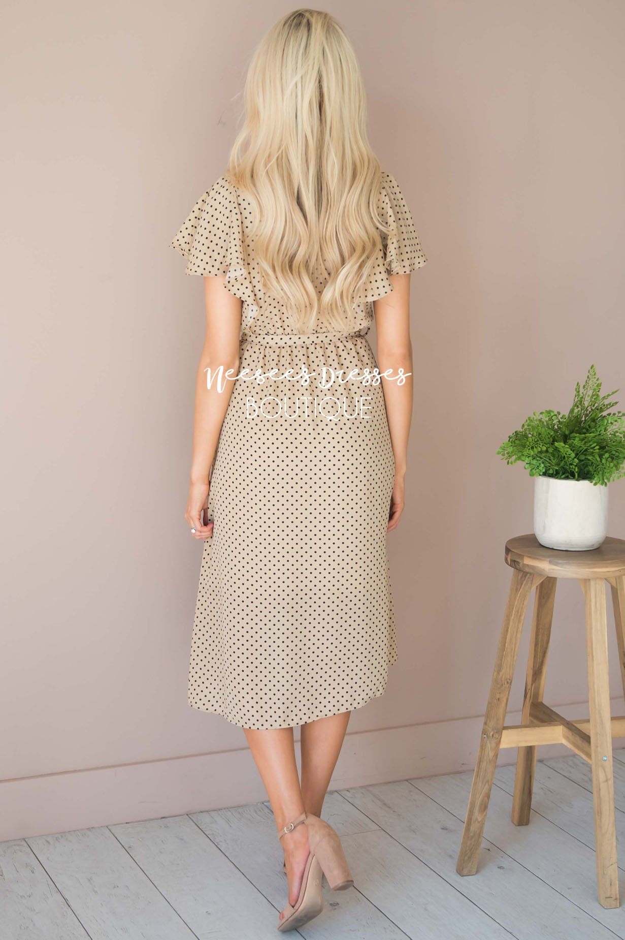 The Kynlei Polka Dotted Dress Modest Dresses vendor-unknown 