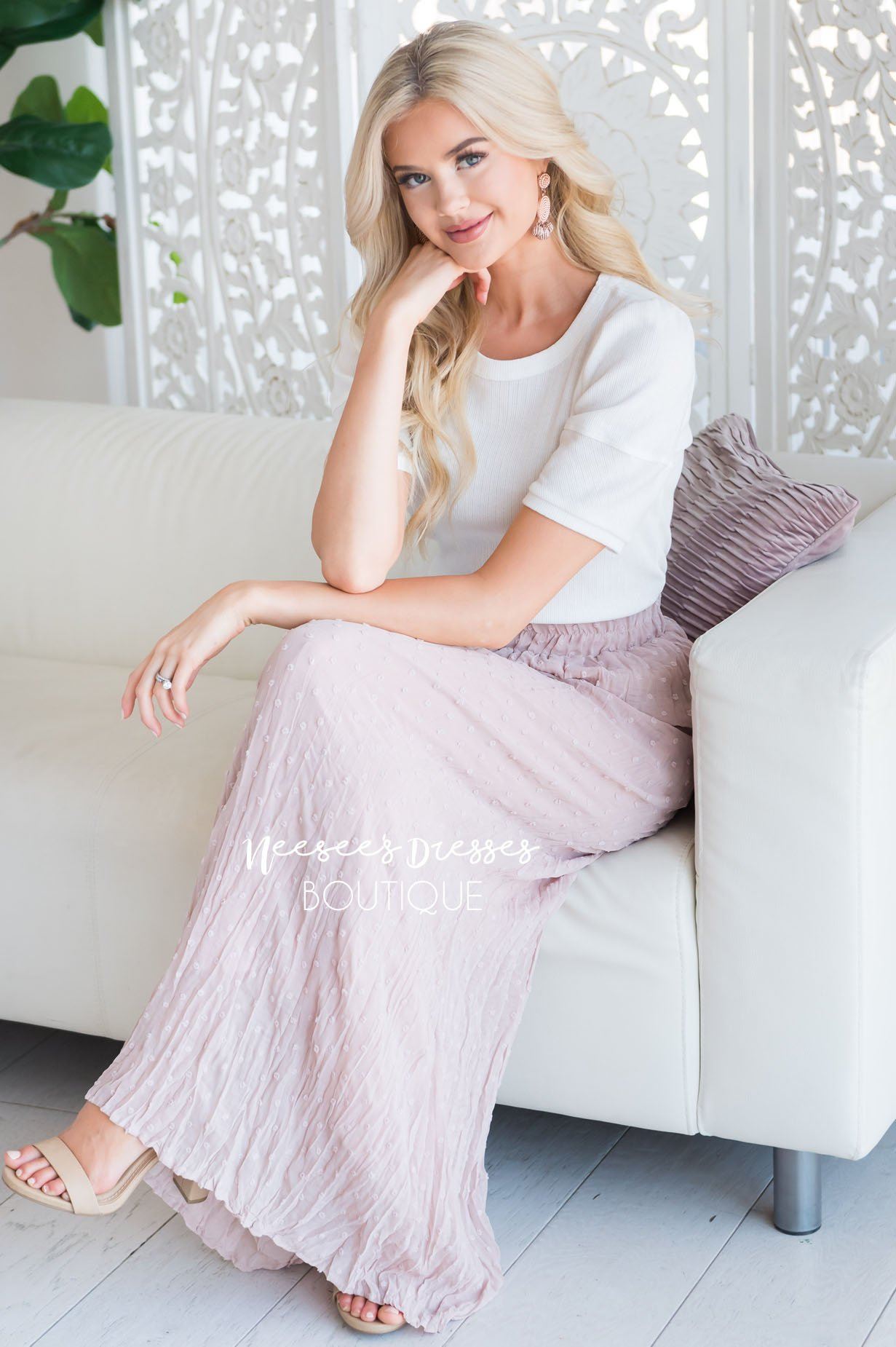 Spring Garden Swiss Dot Skirt Modest Dresses vendor-unknown 