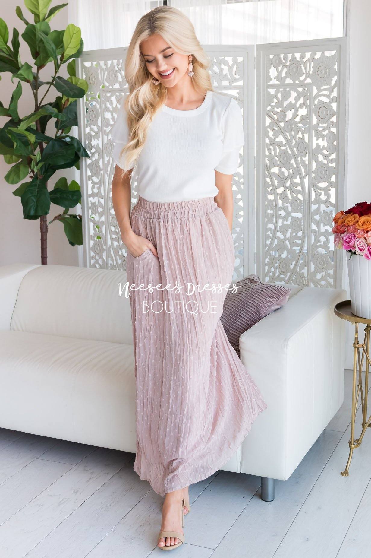 Spring Garden Swiss Dot Skirt Modest Dresses vendor-unknown 