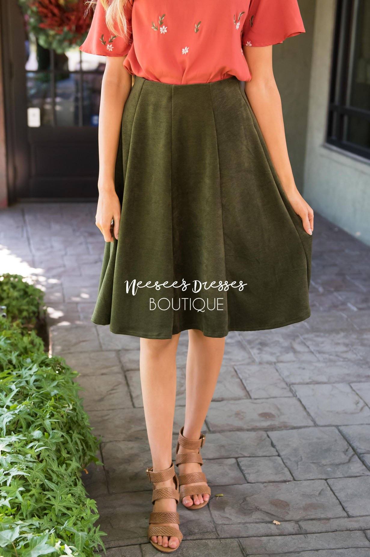 Twirl Another Day Corduroy Skirt Modest Dresses vendor-unknown 