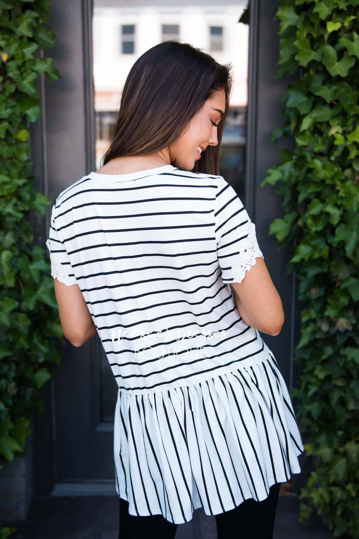 Be Bold Crochet Sleeve Top Modest Dresses vendor-unknown 