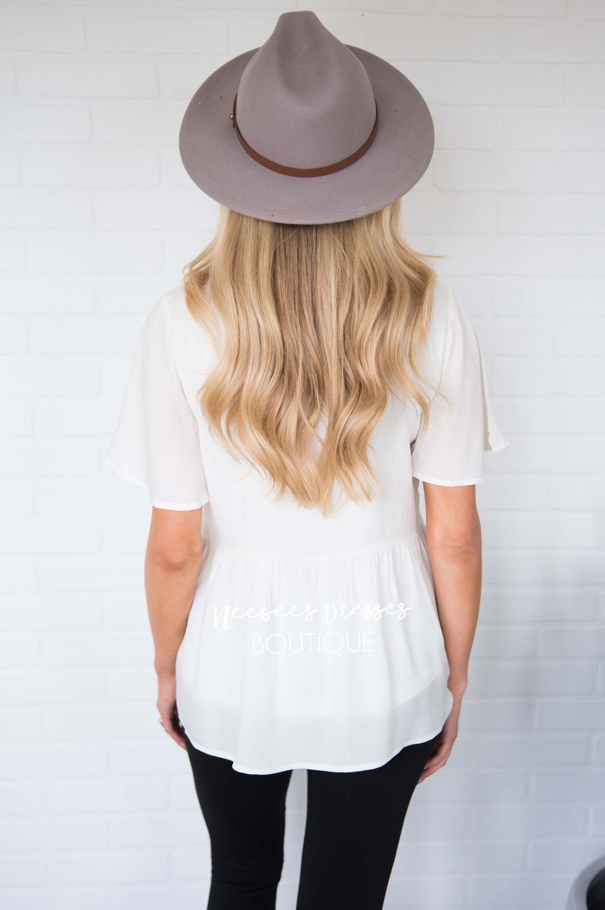 Delicate Embroidered Babydoll Blouse Tops vendor-unknown 