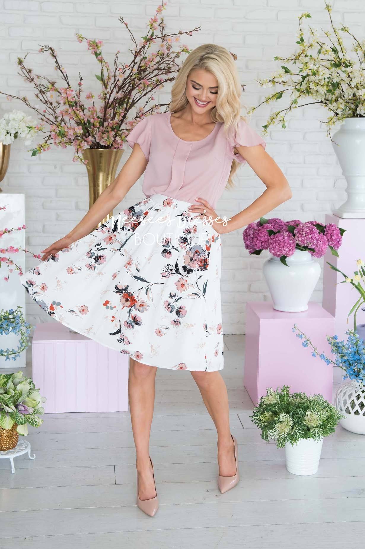 Adore Me Floral Skirt Modest Dresses vendor-unknown 