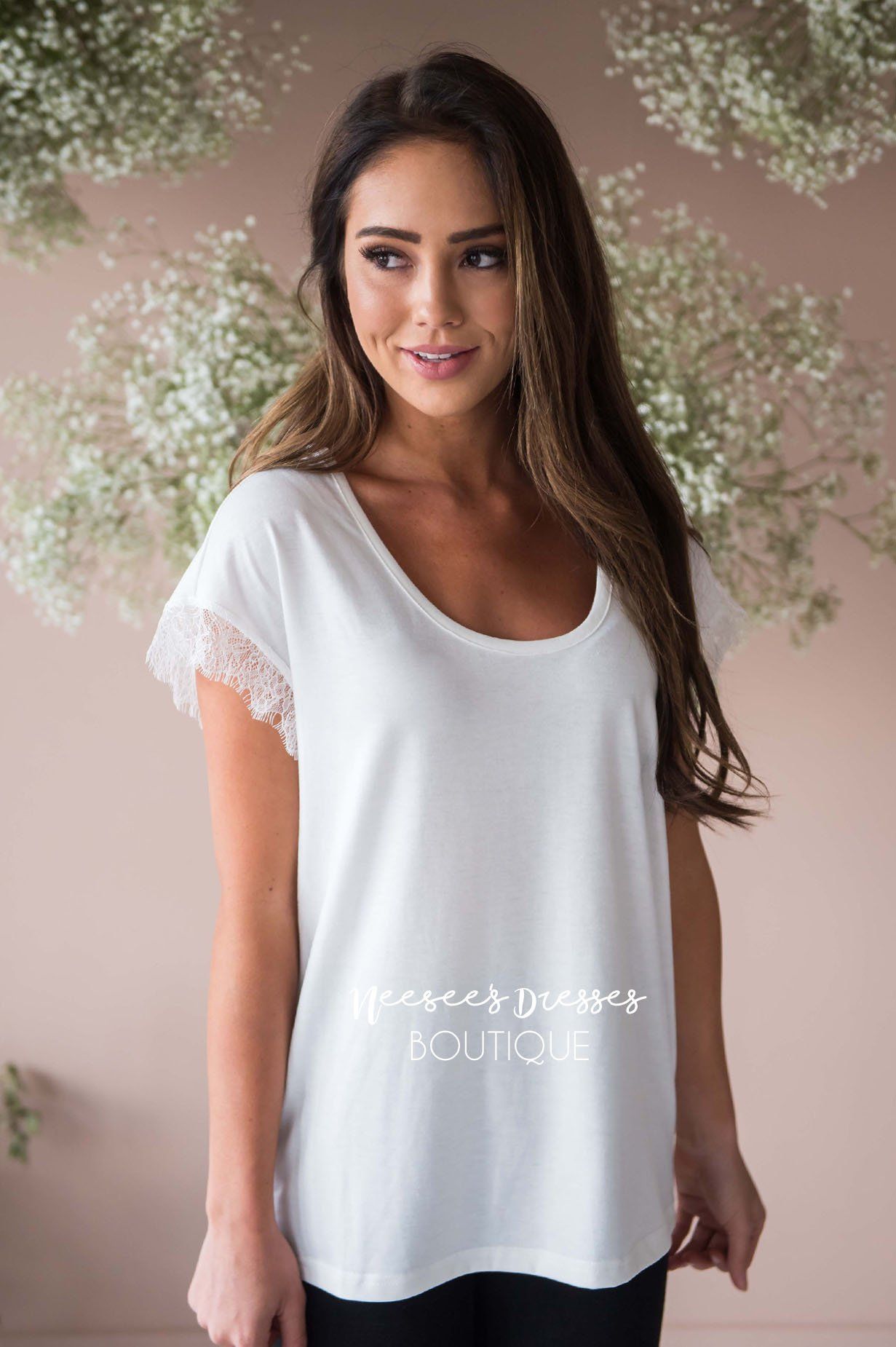 Be a Wildflower Lace Sleeve Top Modest Dresses vendor-unknown 