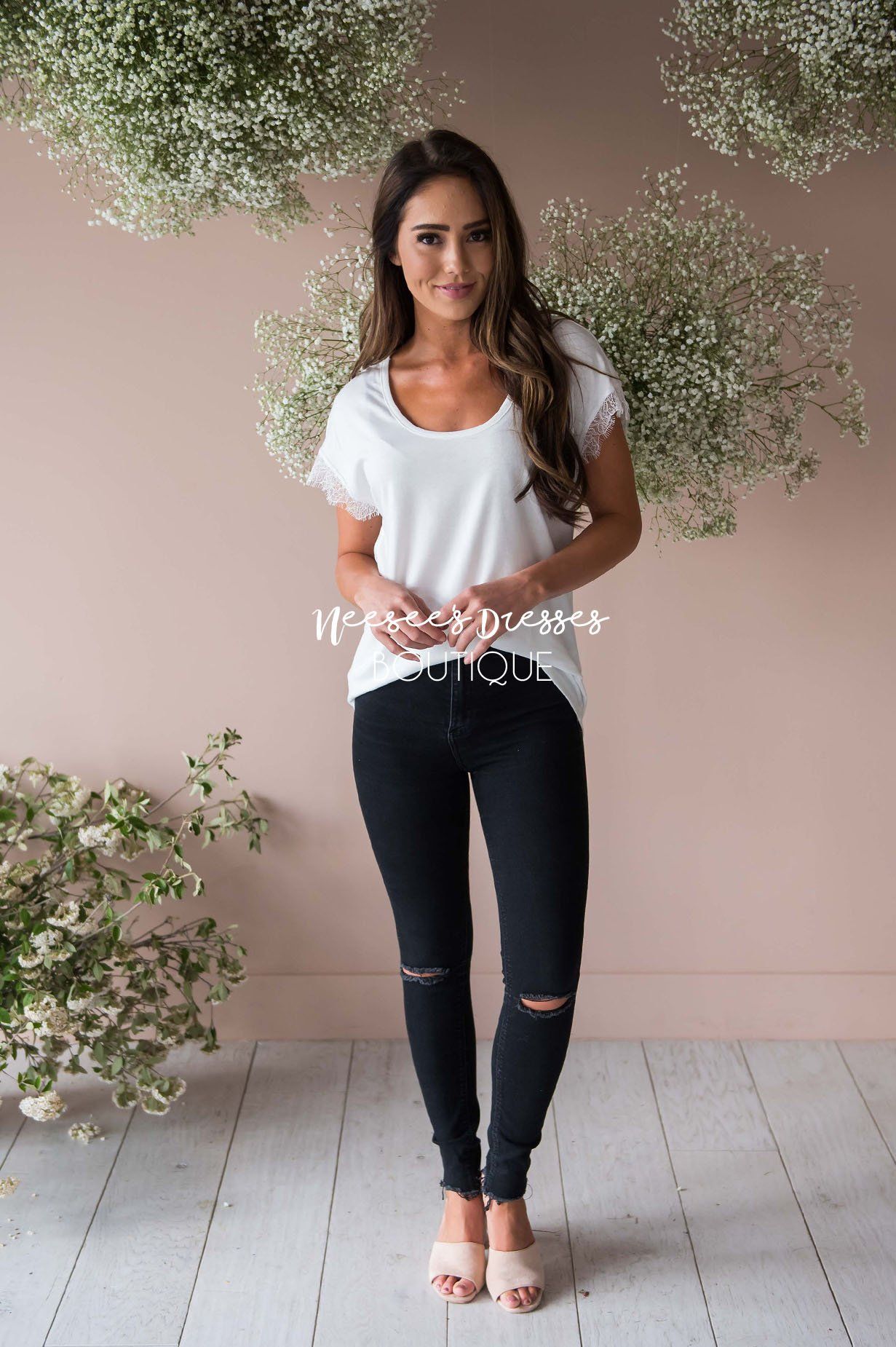 Be a Wildflower Lace Sleeve Top Modest Dresses vendor-unknown 