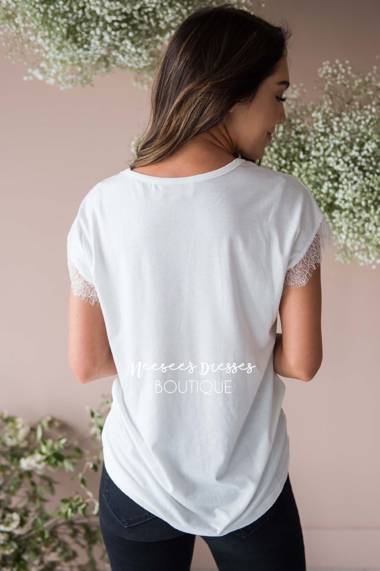 Be a Wildflower Lace Sleeve Top Modest Dresses vendor-unknown 