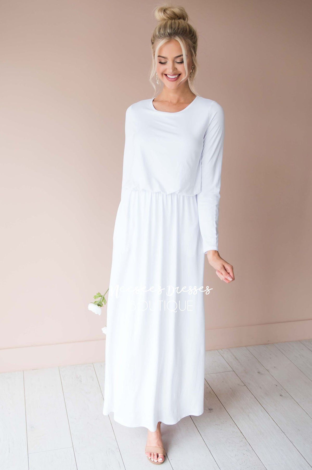 White Modest Temple Dress Best and Affordable Modest Boutique Cute