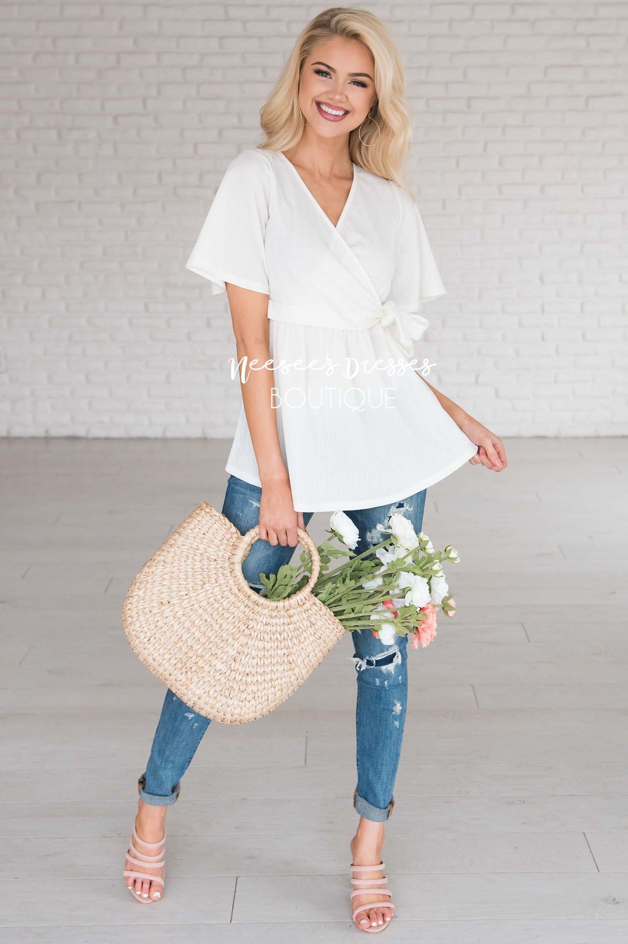 Beautiful Nightmare Tie Blouse Modest Dresses vendor-unknown 