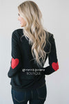 Heart Elbow Patch Sweater Tops vendor-unknown