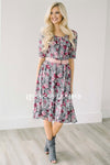 The Easton Floral Dress Modest Dresses vendor-unknown Gray XS