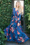 The Amanda Modest Dresses vendor-unknown Bright Navy Floral S