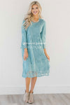 Day Dreamer Lace Dress in Dusty Teal Modest Dresses vendor-unknown