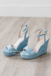 Dusty Blue Wedges Accessories & Shoes vendor-unknown