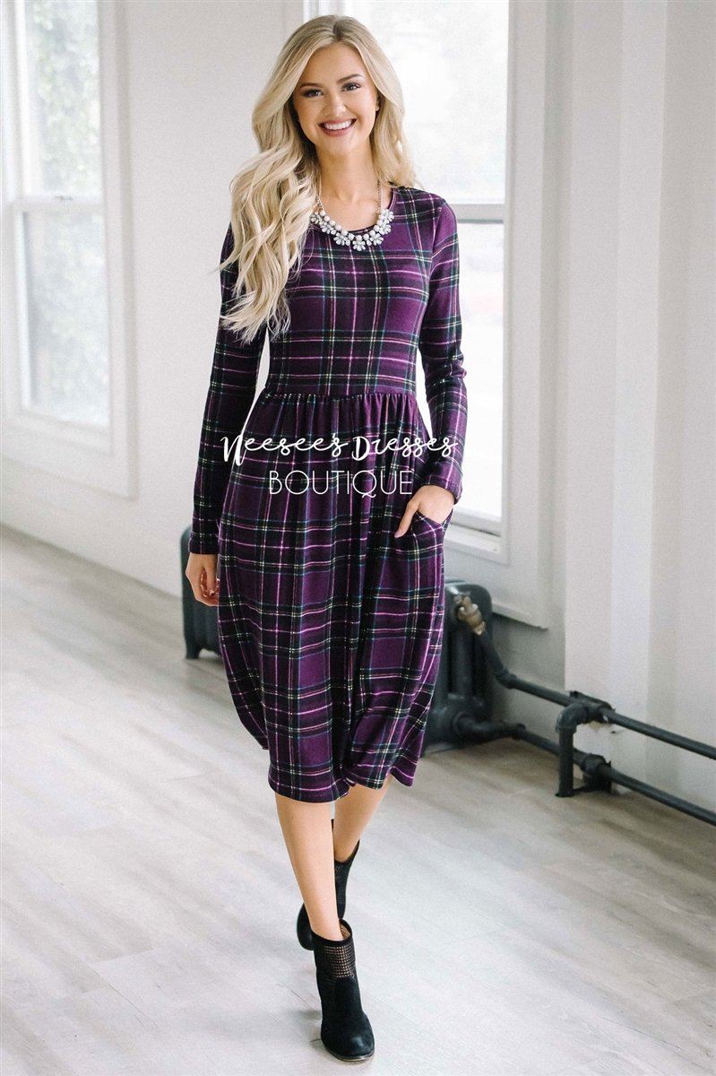 The Nellie Plaid Dress Modest Dresses vendor-unknown 