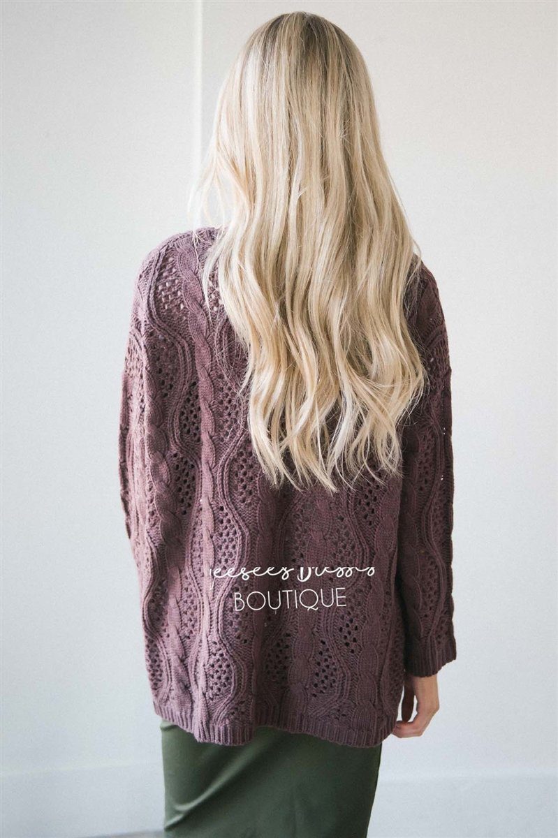 Over Sized Crochet Knit Cardigan Tops vendor-unknown 
