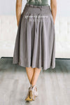 Muted Gray Tie Waist Full Skirt Skirts vendor-unknown