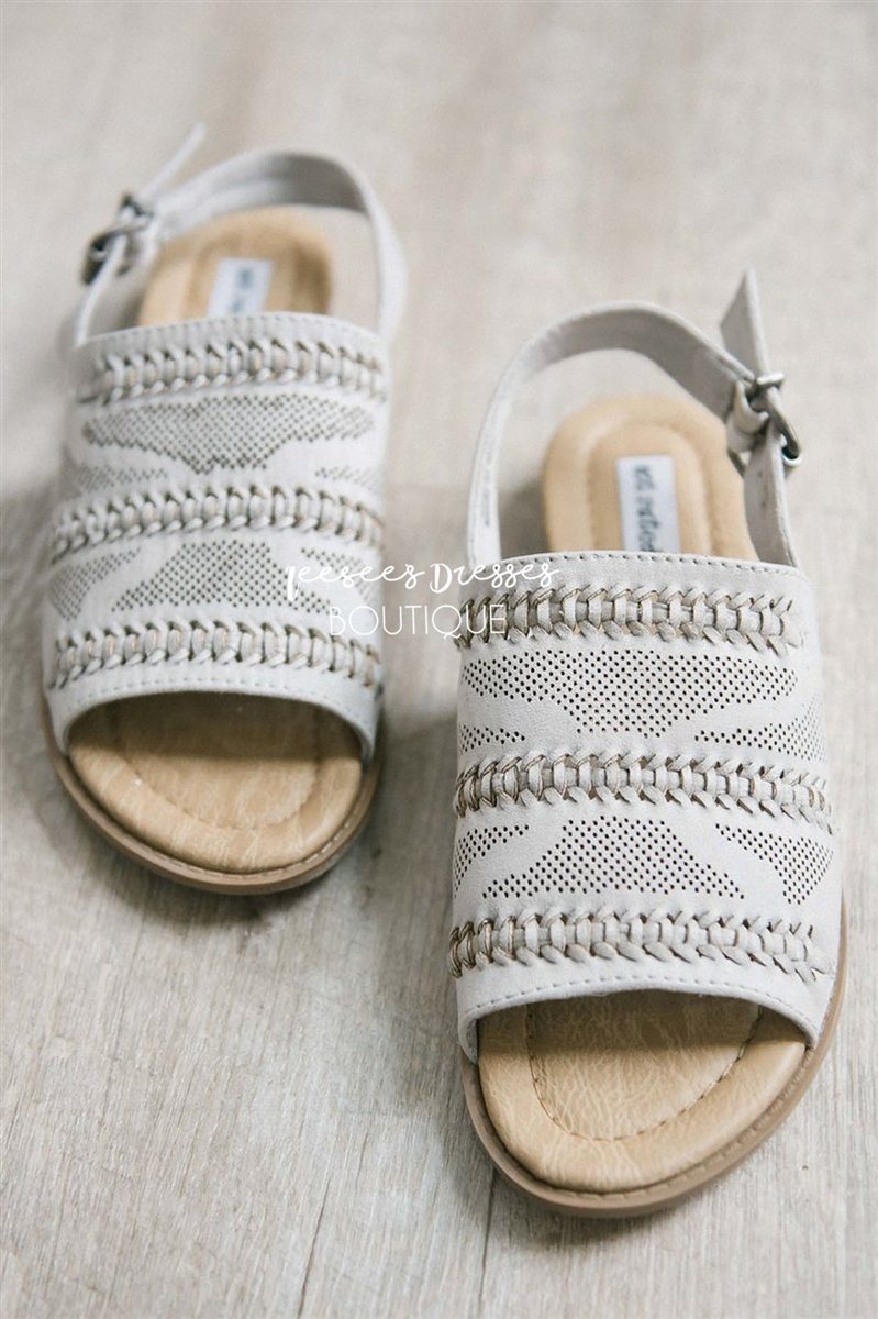 The Ophelia Weaved Sandals Accessories & Shoes vendor-unknown Light Gray 6 
