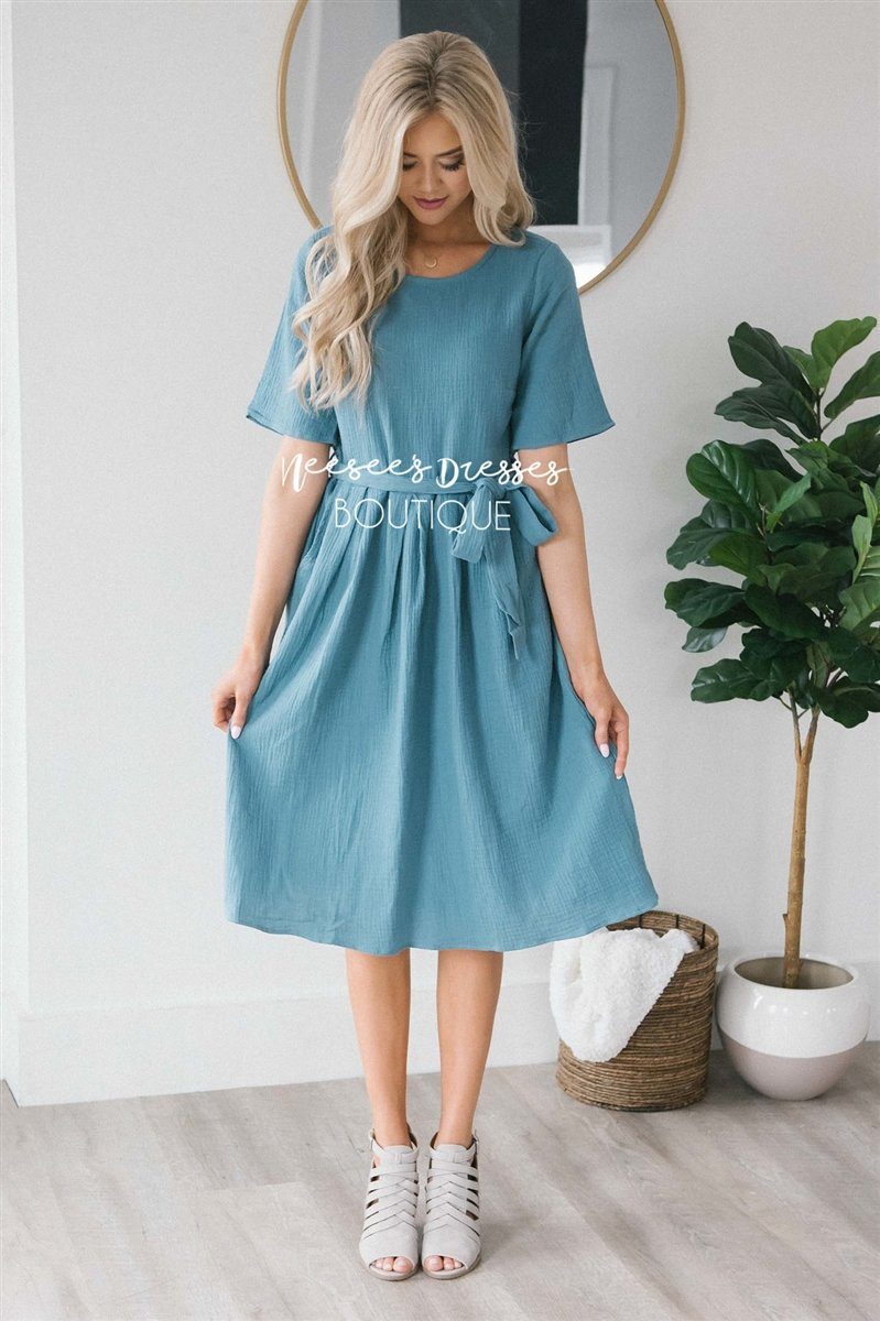 The Bella Modest Dresses vendor-unknown S Dusty Teal 
