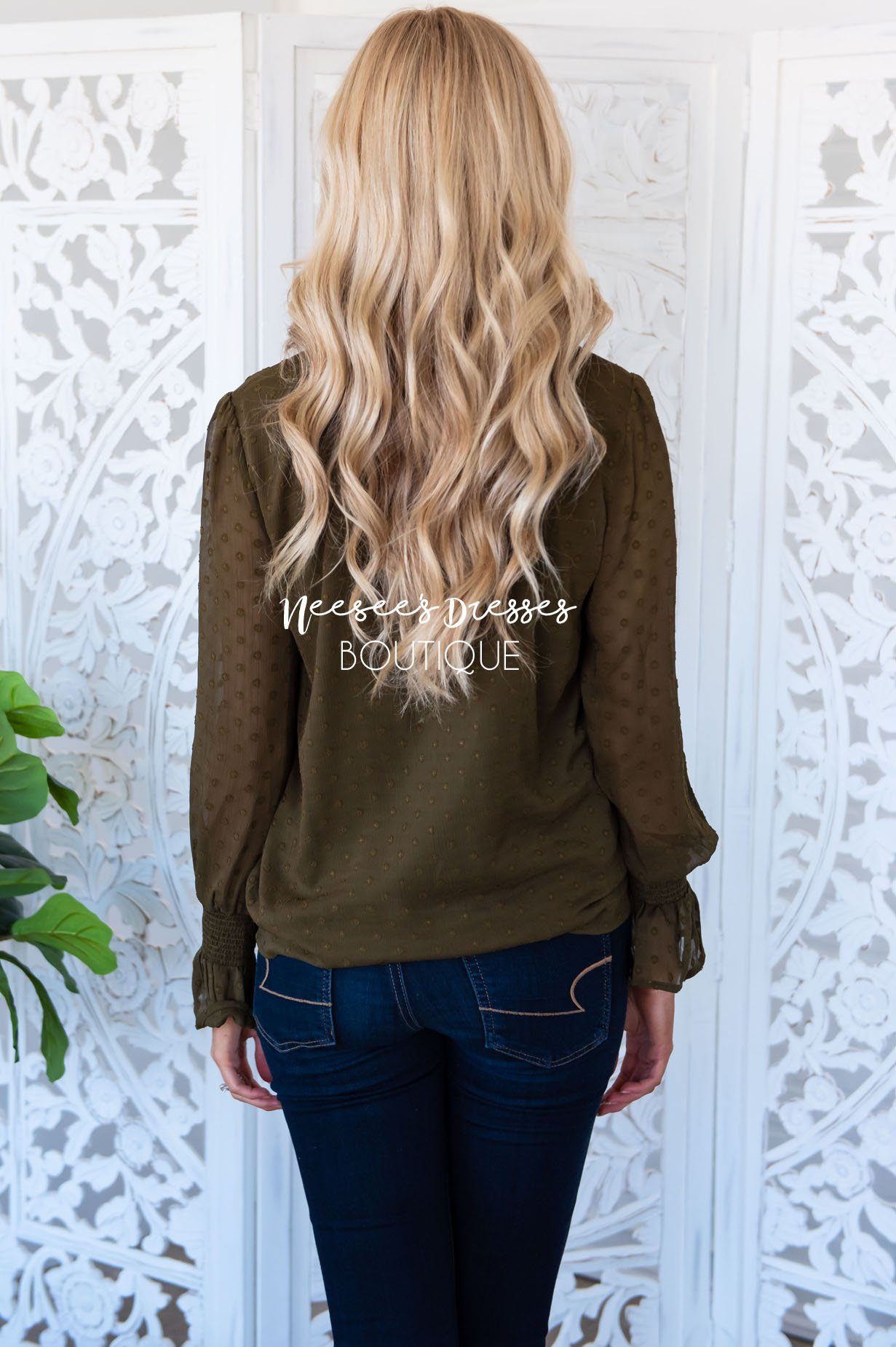 Admired Swiss Dot Blouse Tops vendor-unknown 