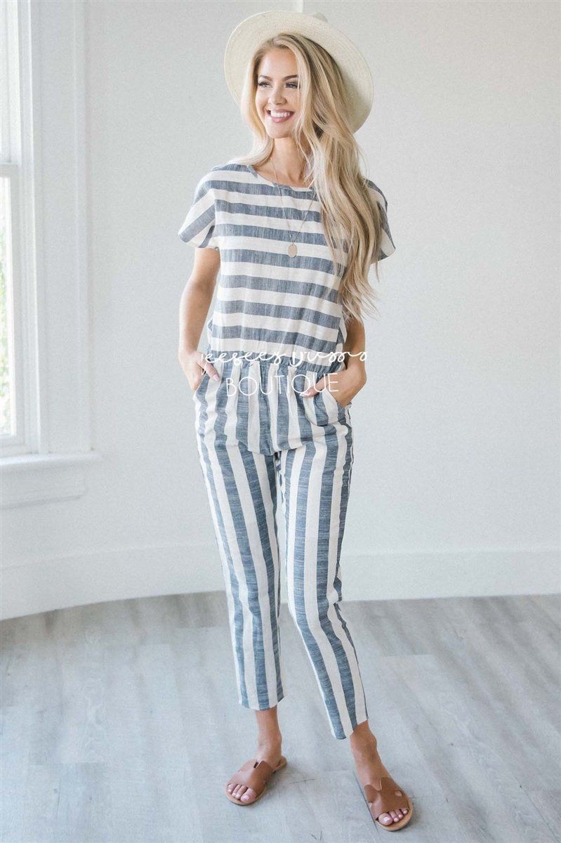The Shelby Striped Jumpsuit Modest Dresses vendor-unknown 