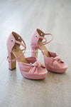 Pink Denim Knotted Strappy Heels Accessories & Shoes vendor-unknown Pink 5.5