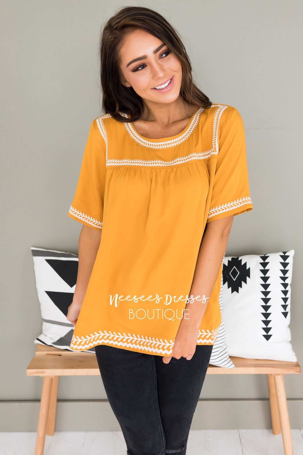 Always Charming Modest Blouse Tops vendor-unknown 