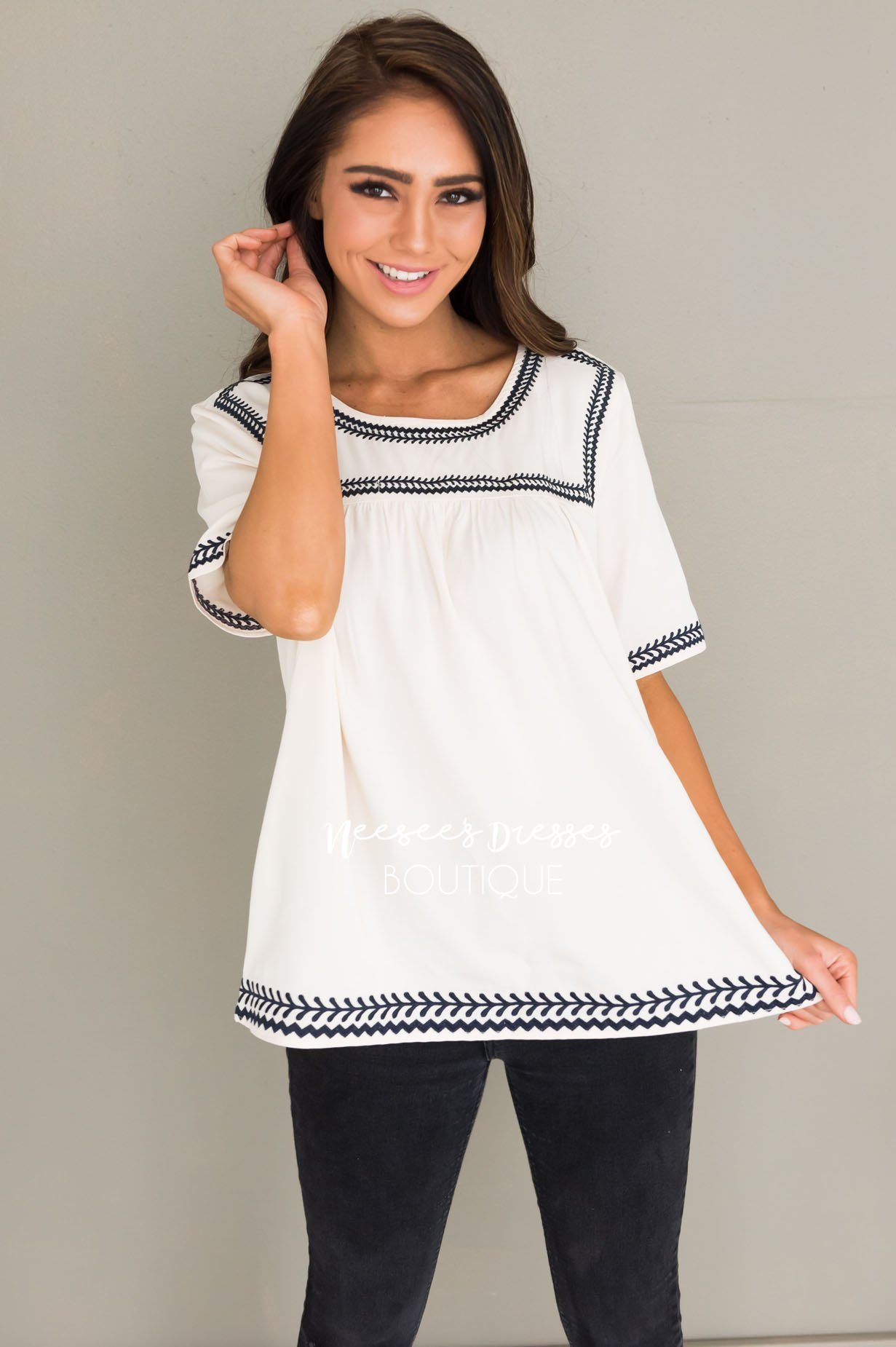 Always Charming Modest Blouse Tops vendor-unknown 