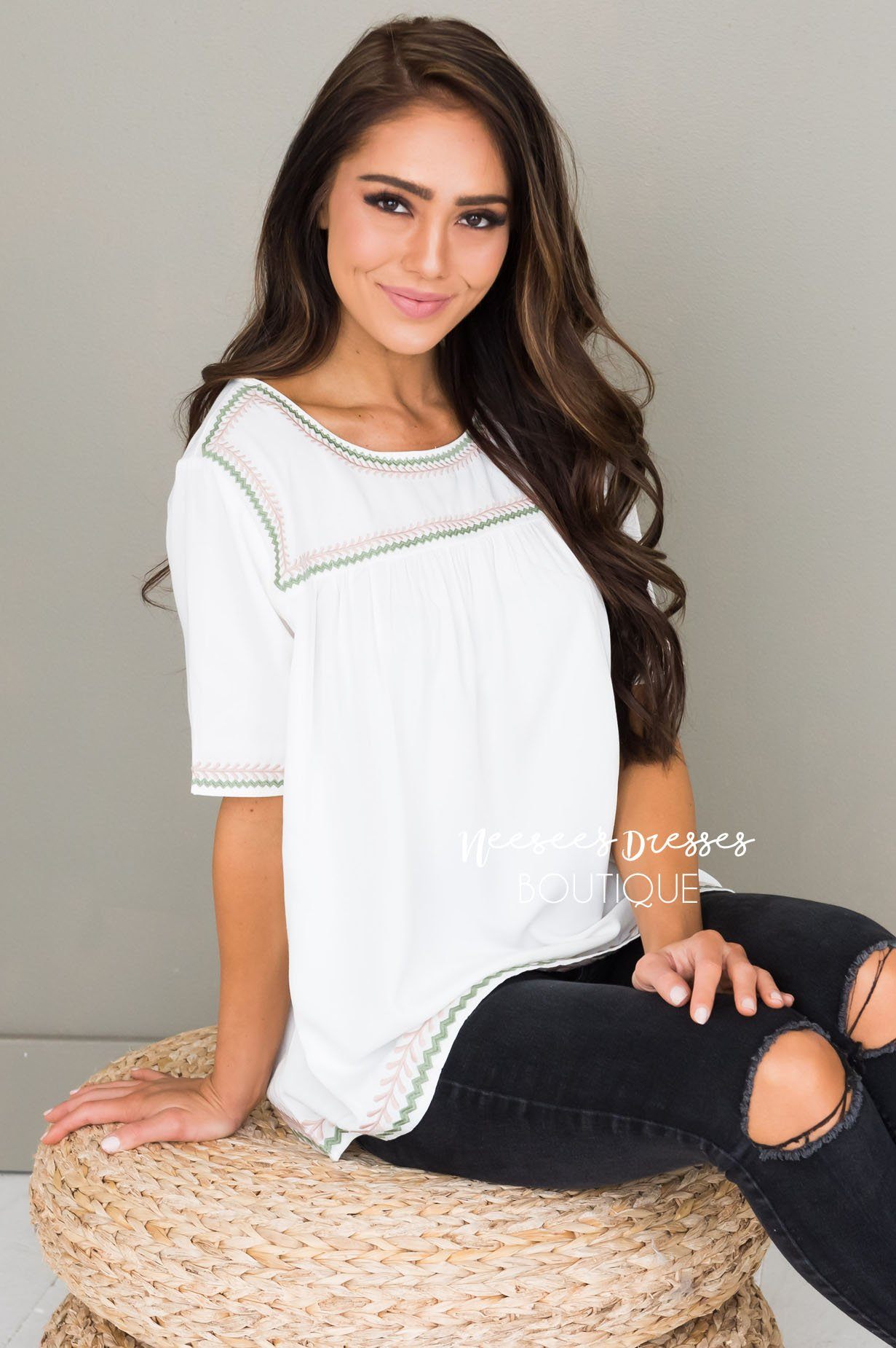 Always Charming Modest Blouse Tops vendor-unknown 