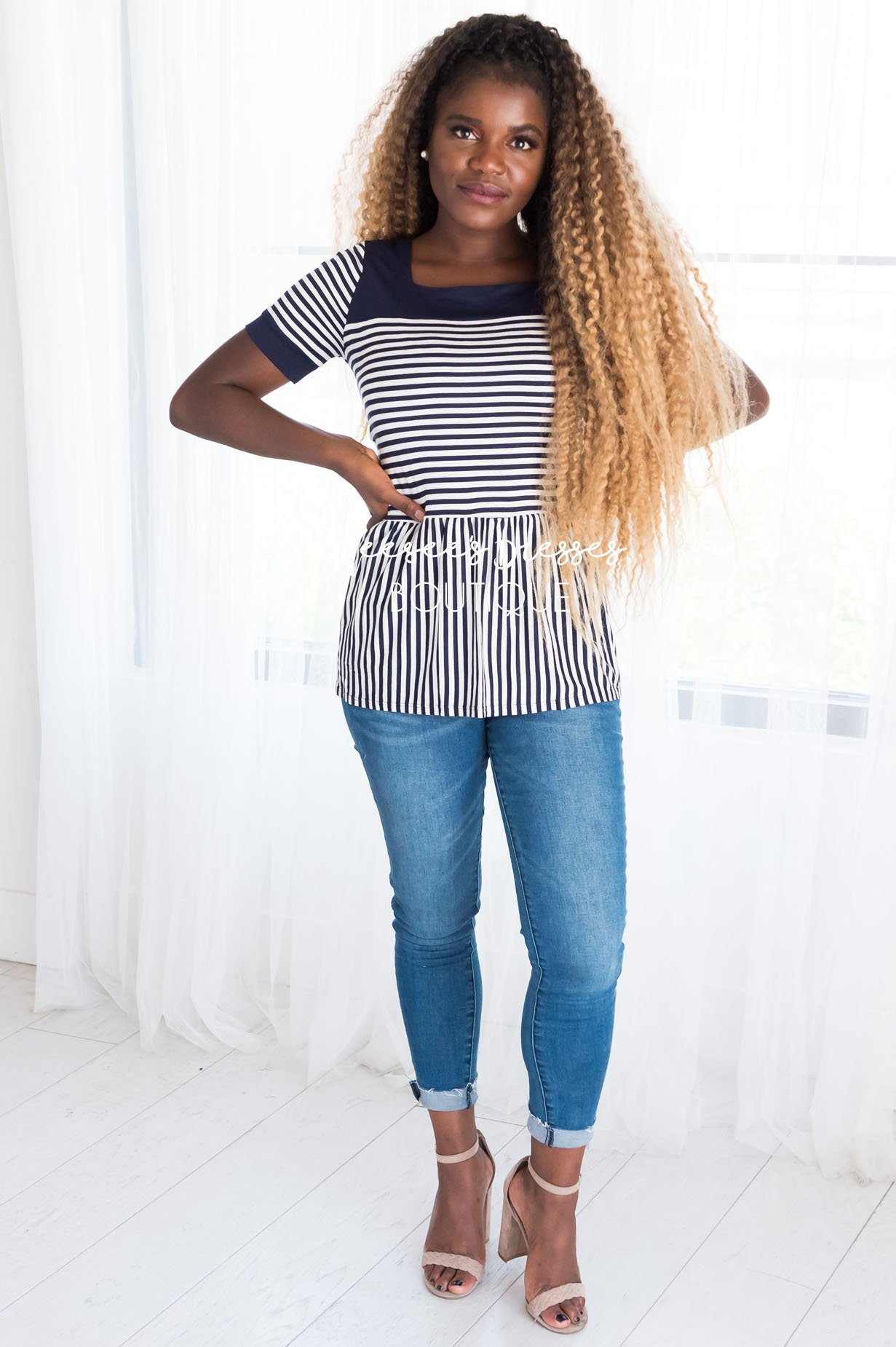 Always Smiling Peplum Blouse Tops vendor-unknown 