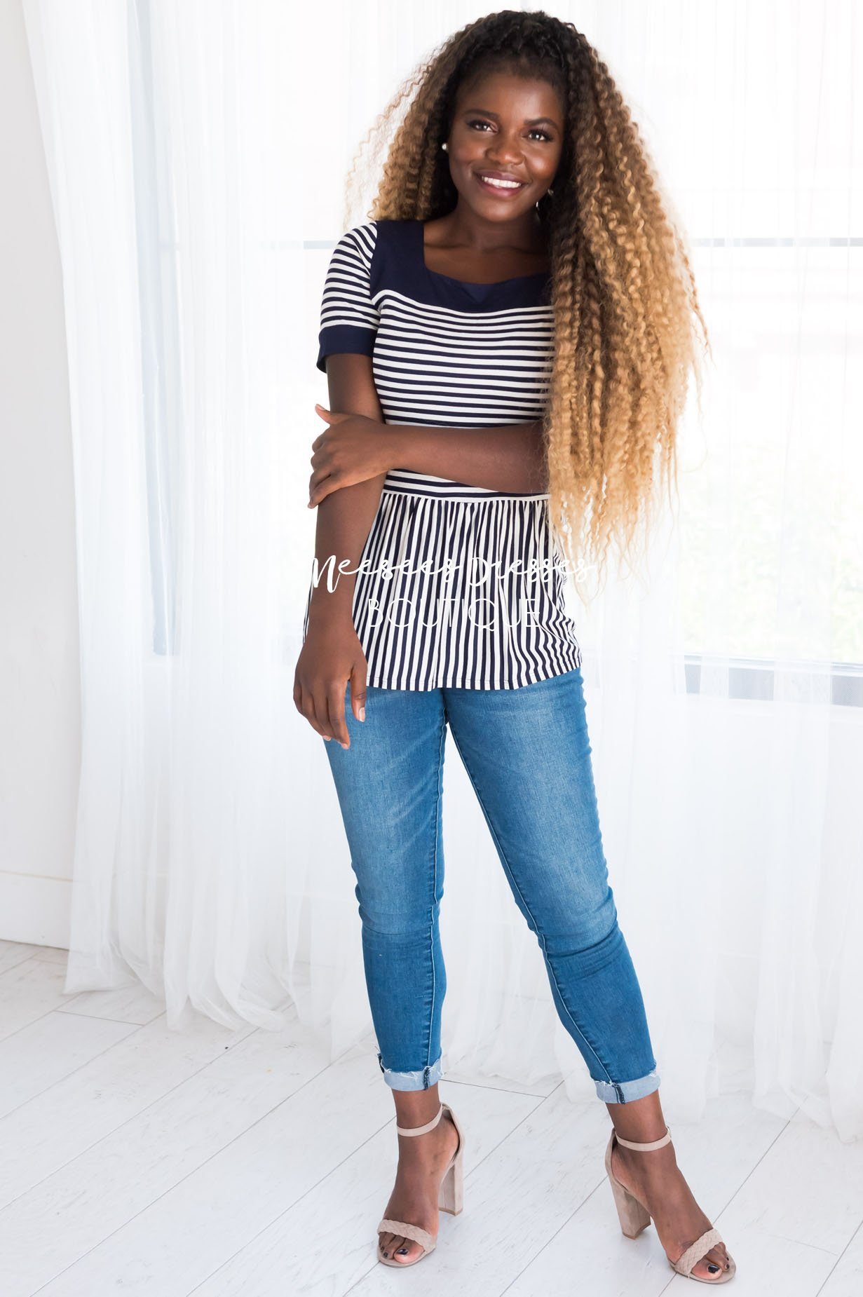 Always Smiling Peplum Blouse Tops vendor-unknown 