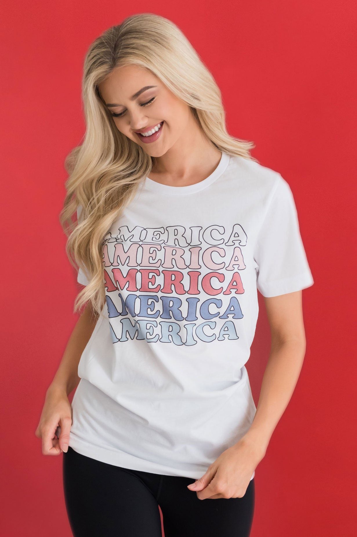 AMERICA Ombre Modest Graphic Tee Modest Dresses vendor-unknown 