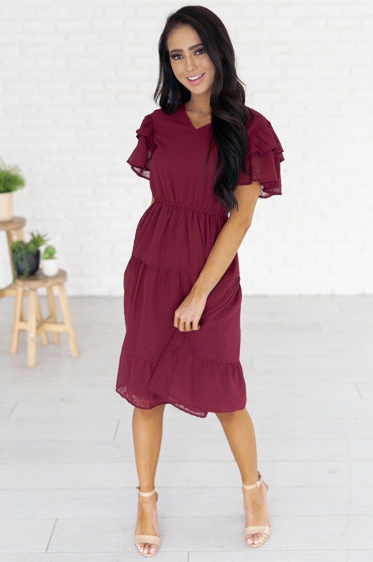 The Amy Swiss Dot Modest Dresses vendor-unknown 