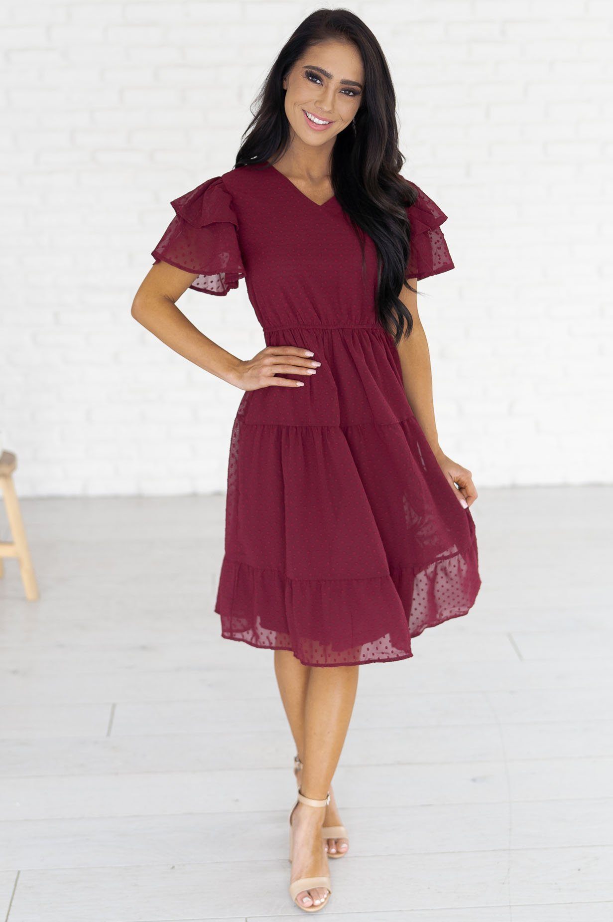 The Amy Swiss Dot Modest Dresses vendor-unknown 