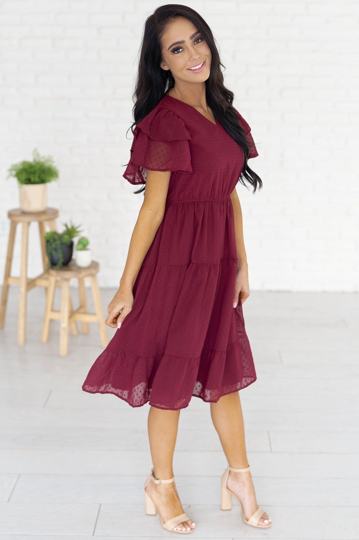 The Amy Swiss Dot Modest Dresses vendor-unknown 