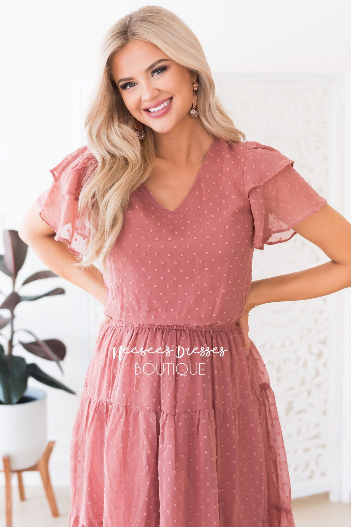 The Amy Swiss Dot Modest Dresses vendor-unknown 