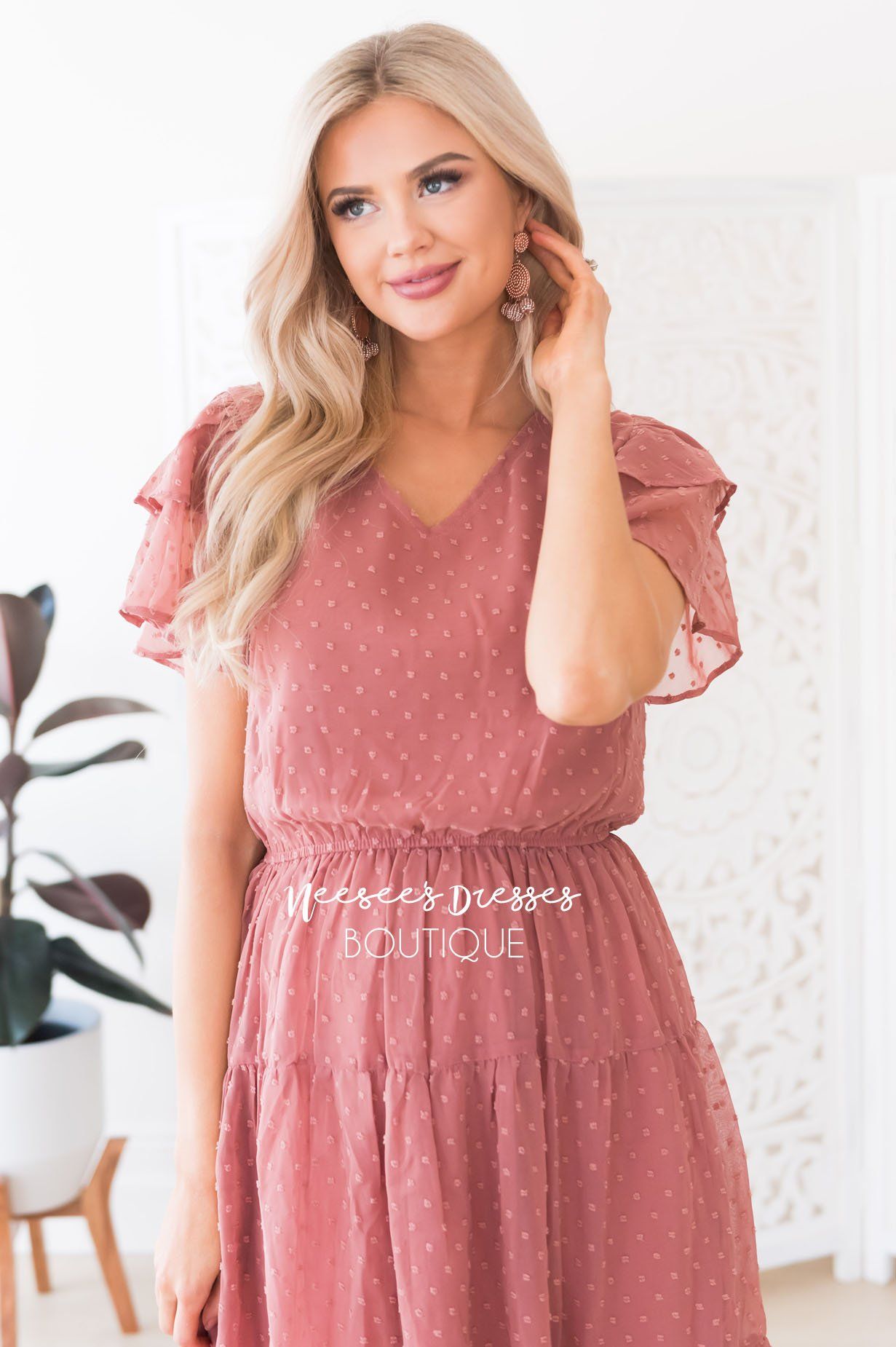 The Amy Swiss Dot Modest Dresses vendor-unknown 