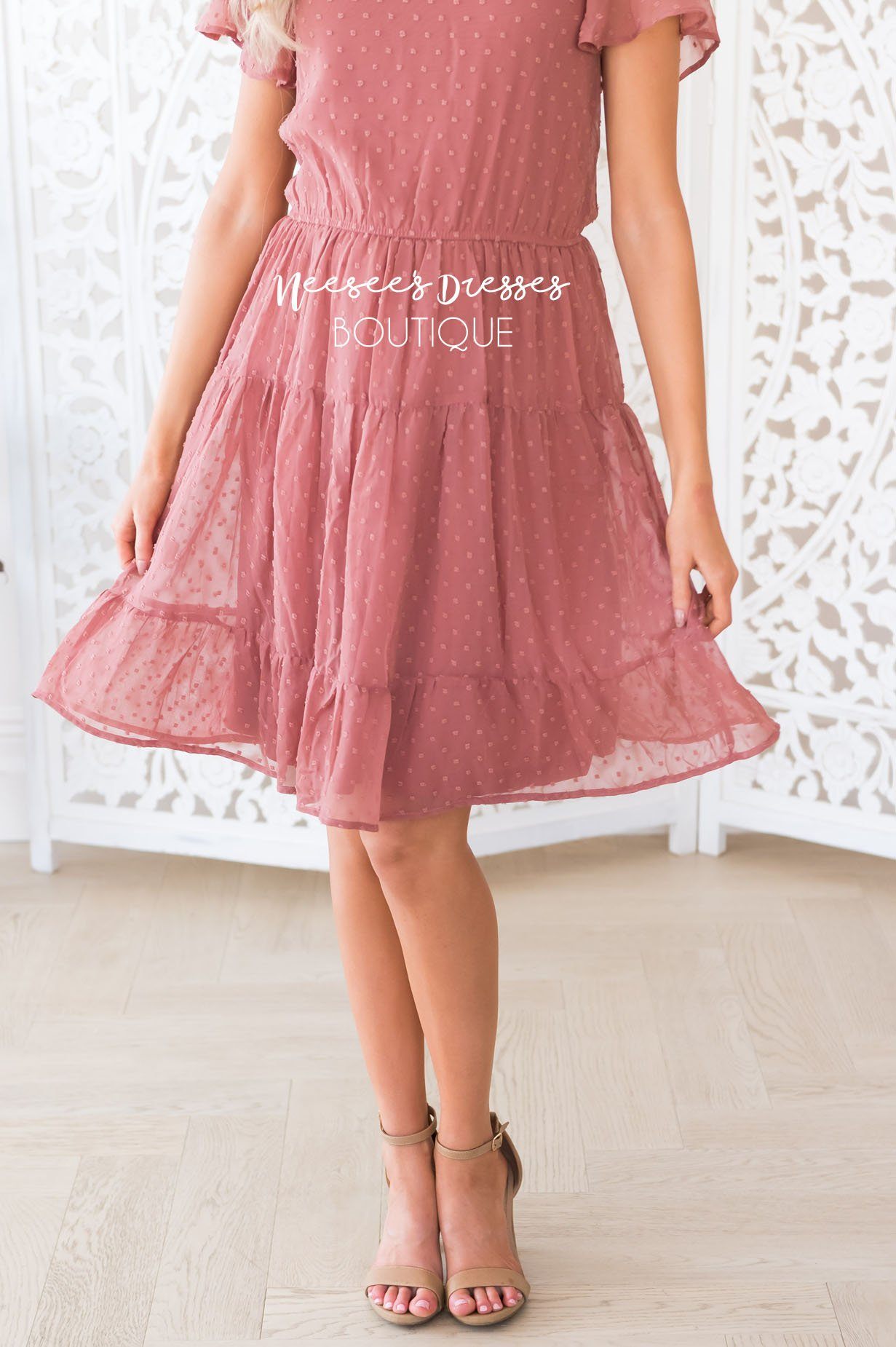 The Amy Swiss Dot Modest Dresses vendor-unknown 