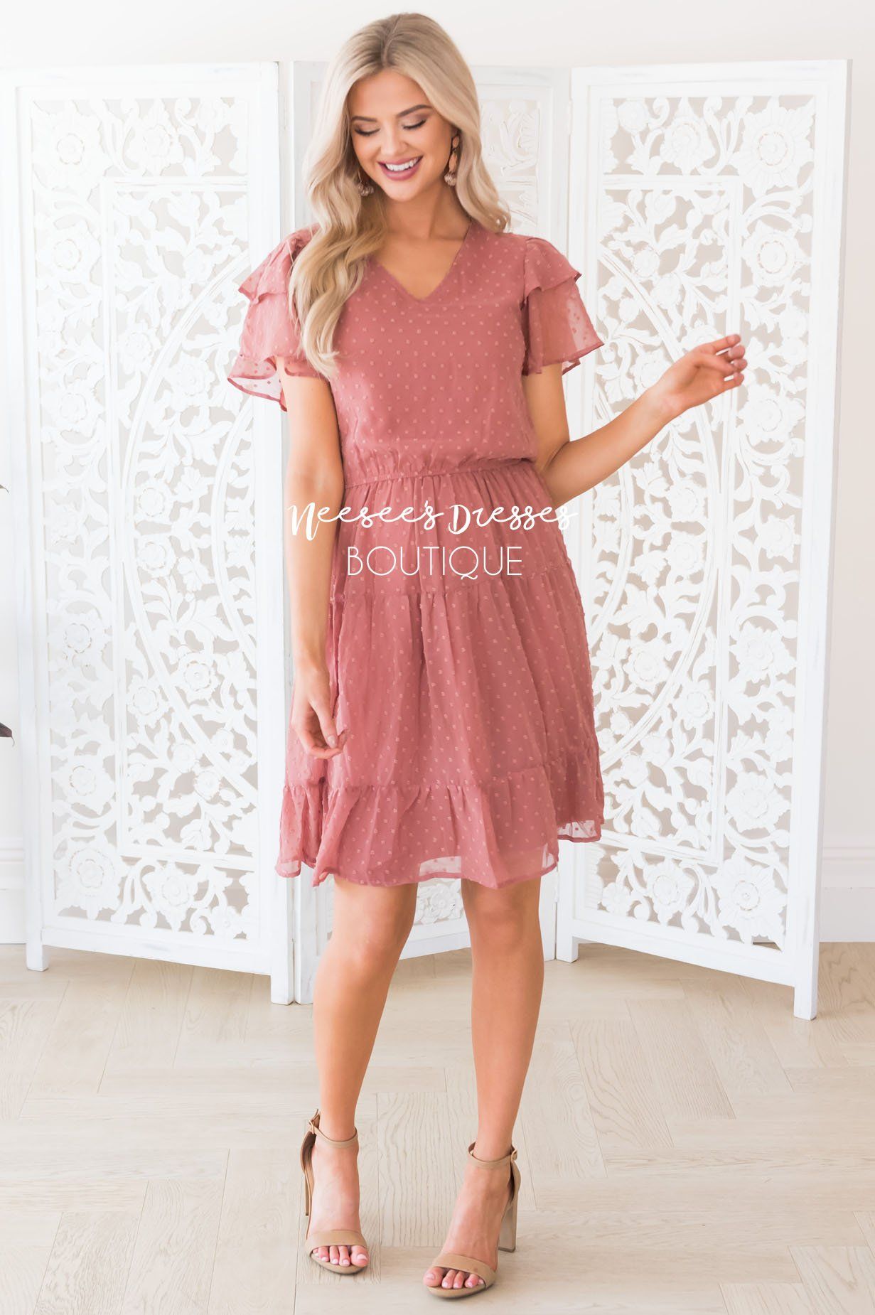 The Amy Swiss Dot Modest Dresses vendor-unknown 