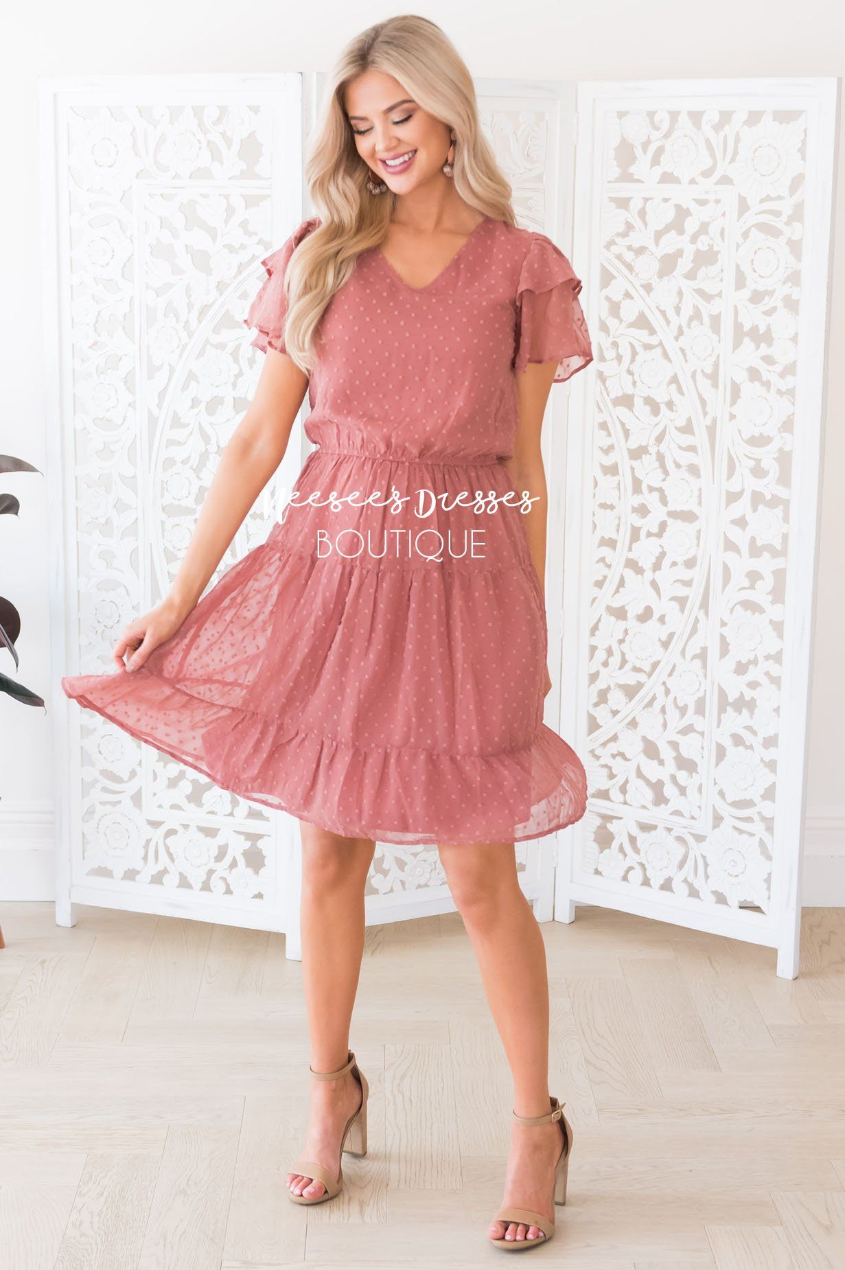 The Amy Swiss Dot Modest Dresses vendor-unknown 