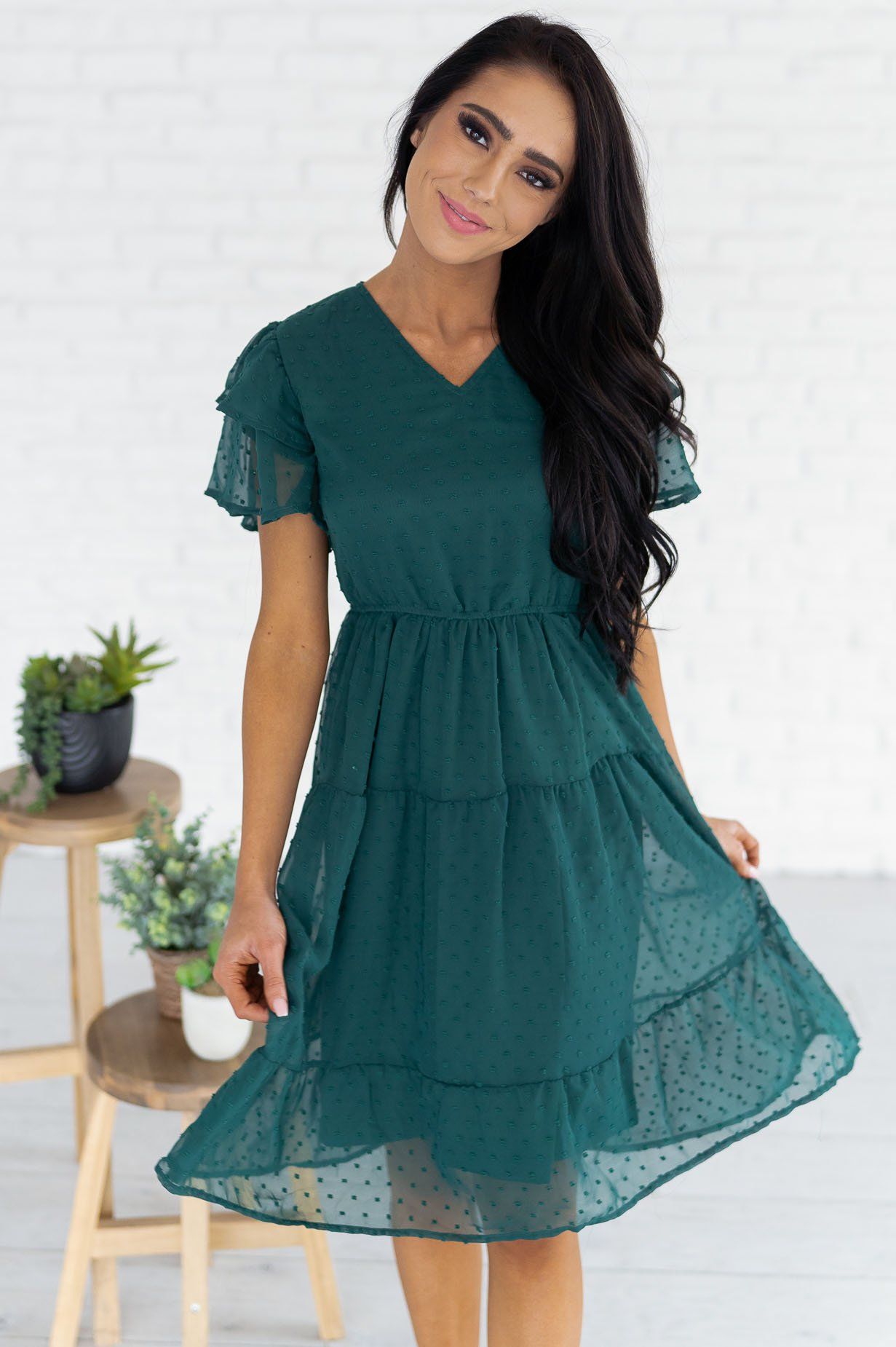 The Amy Swiss Dot Modest Dresses vendor-unknown 