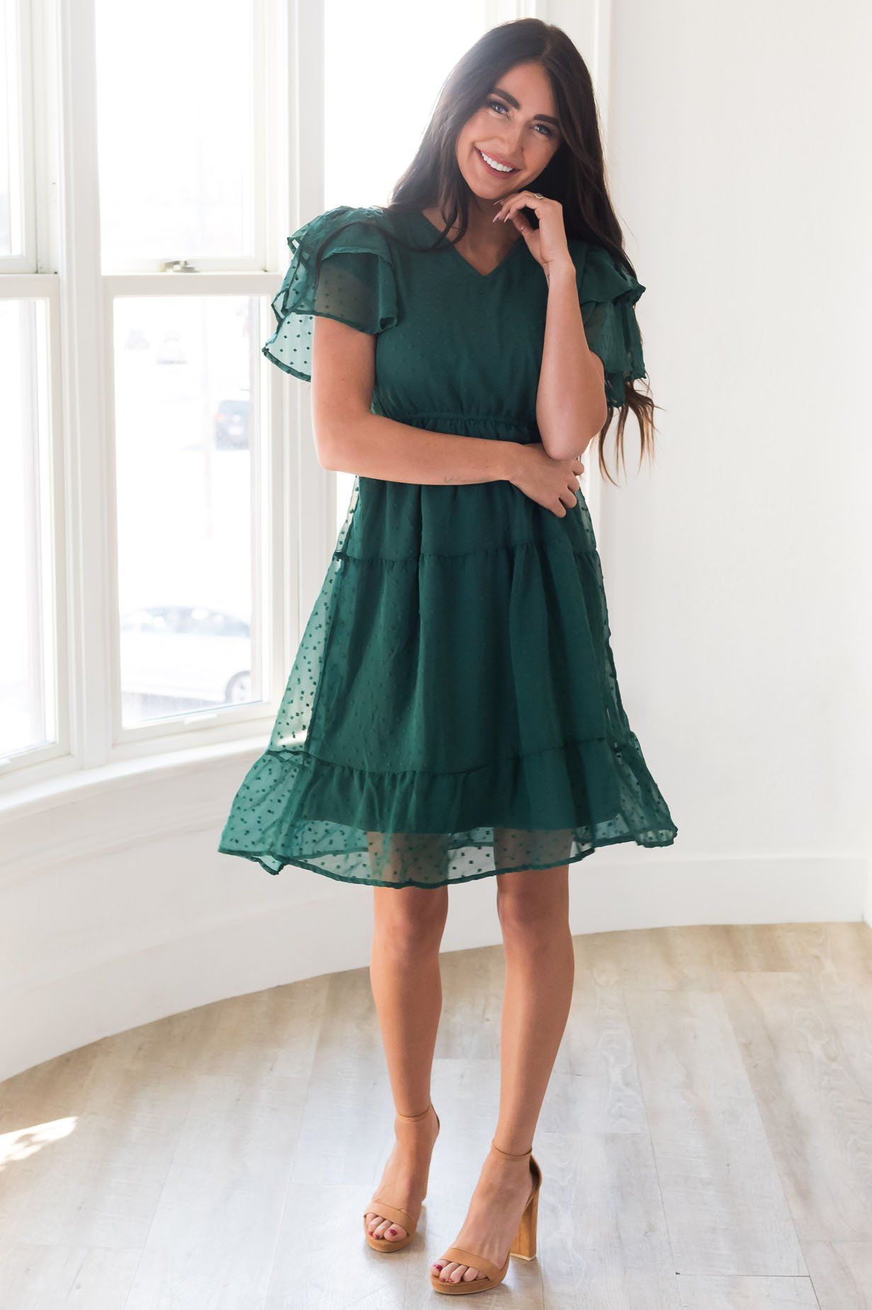 The Amy Swiss Dot Modest Dresses vendor-unknown 