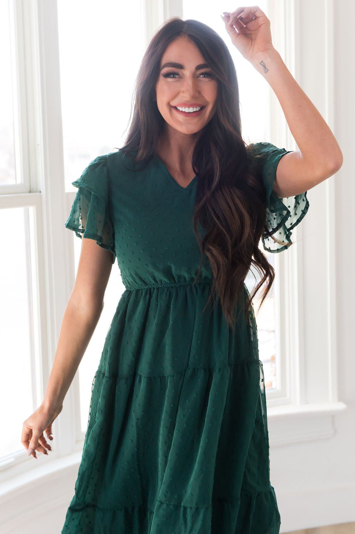 The Amy Swiss Dot Modest Dresses vendor-unknown 