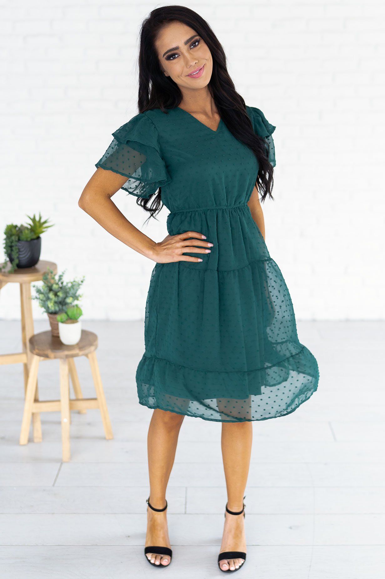 The Amy Swiss Dot Modest Dresses vendor-unknown 