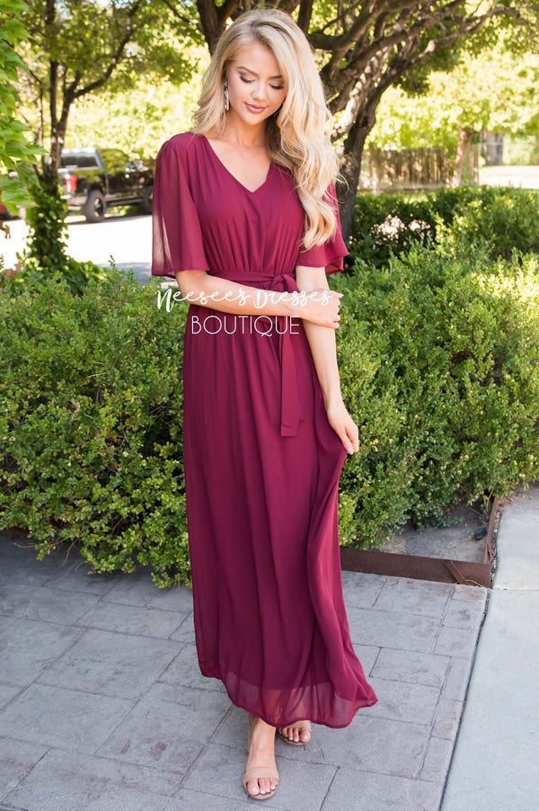 Burgundy Modest Church Dress | Best and Affordable Modest Boutique ...
