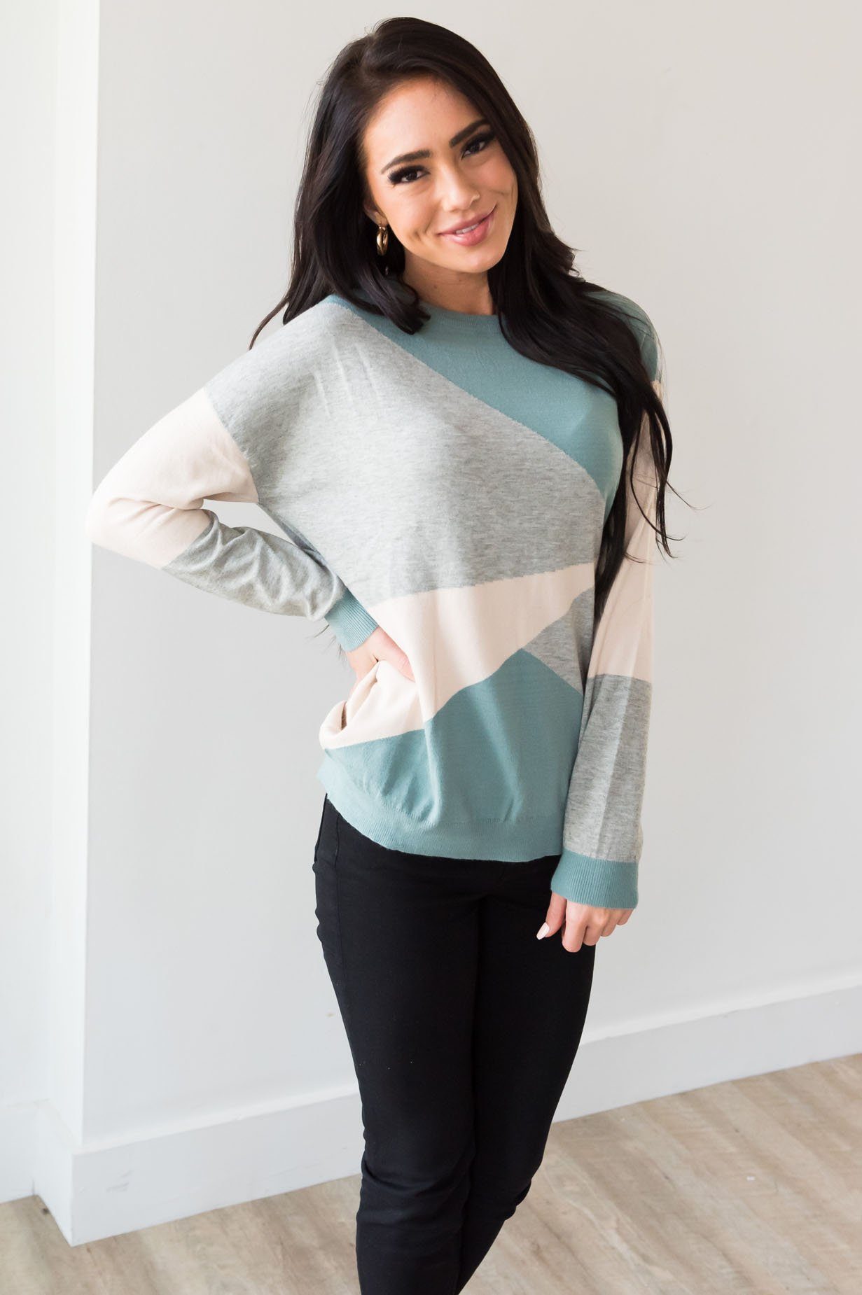 Got Your Back Geometric Block Sweater Tops vendor-unknown 