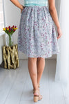 Shimmery Gray & Dusty Plum Floral Pocket Skirt Skirts vendor-unknown