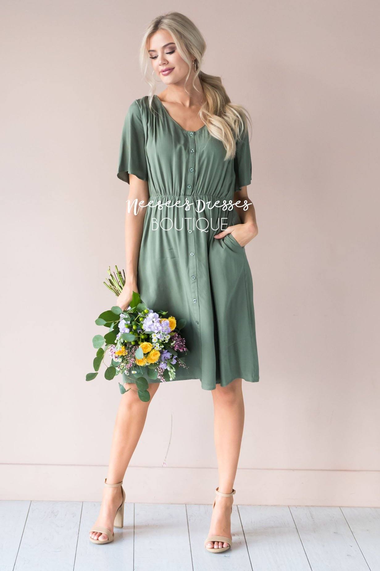 The Aria Button Dress Modest Dresses vendor-unknown 