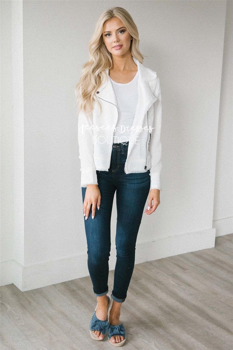 Charming Moto Jacket Tops vendor-unknown S White 